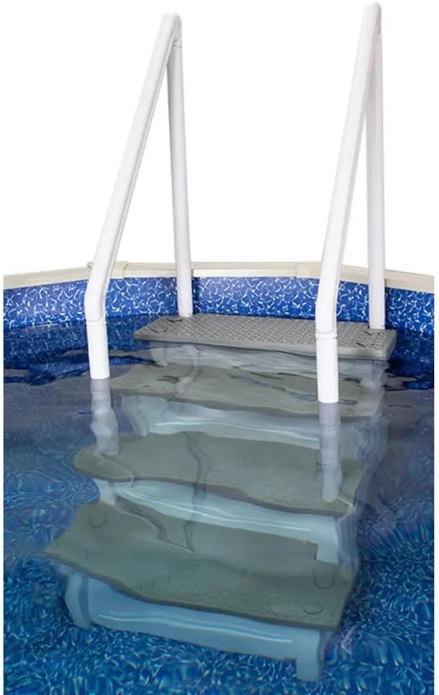 Select Anti-Slip in-Pool Steps, Gray, For Above Ground Swimming Pools, Can Mount To Decks 48 In. To 54 In. H, Safety Stairs Capacity Up To 300 Lbs