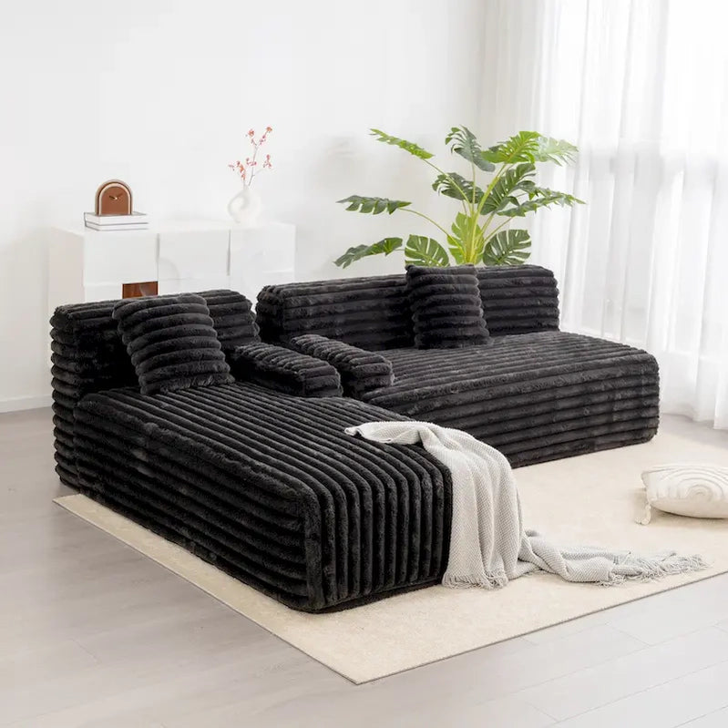 Cloud Sectional Sofa, Modern Upholstered Couch With 2 Throw Pillows, Free-Combined Sofa, Modular Sectional L Shaped Couch