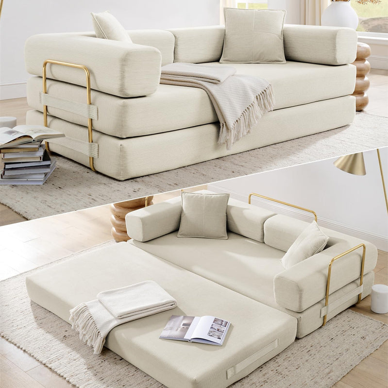 Hanxin 78 In. Convertible Sleeper Sofa Bed, Folding Floor Mattress Couch