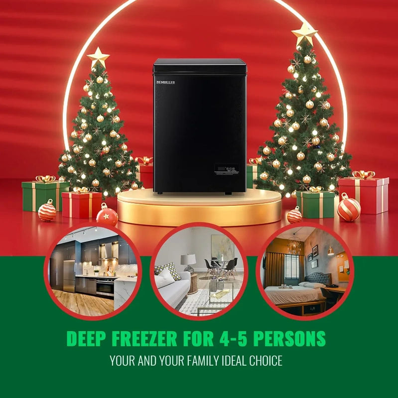 Chest Freezer 5.0Cubic Feet Deep Freezer Freestanding Freezers 2 Removable Stainless Steel Basket