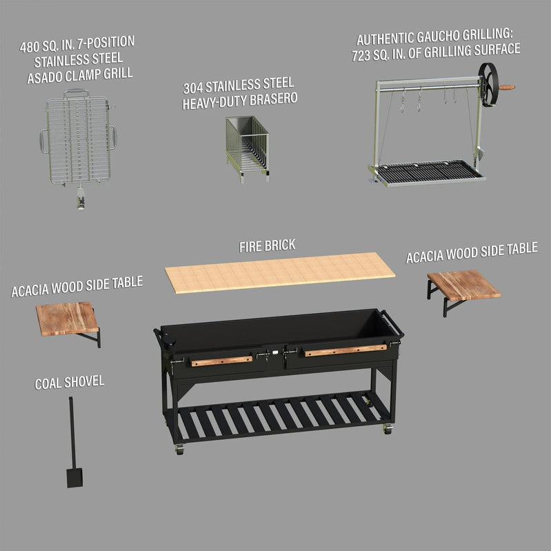 Backyard Discovery Argentine Santa Maria XL Wood Fire And Charcoal Steel Grill, Asado Clamp