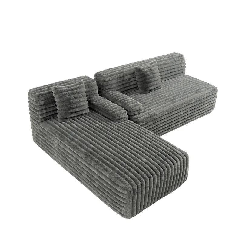 Cloud Sectional Sofa, Modern Upholstered Couch With 2 Throw Pillows, Free-Combined Sofa, Modular Sectional L Shaped Couch