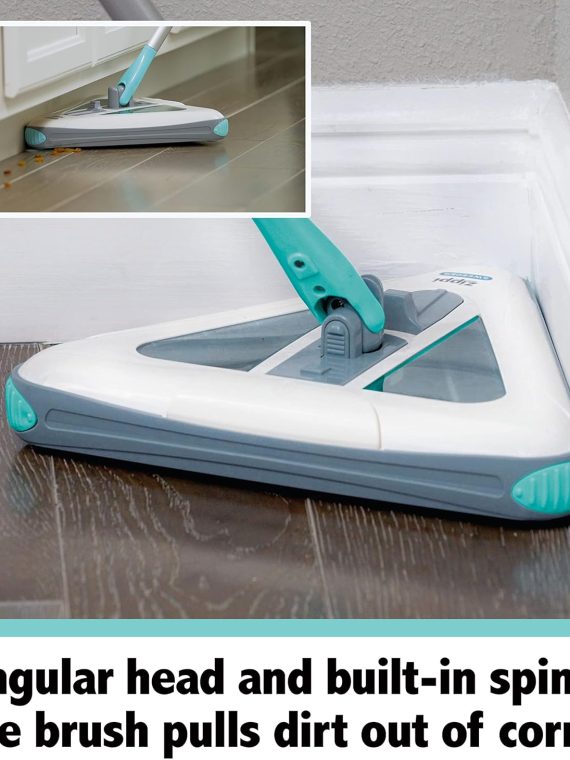 Zippi Sweeper Max, Powerful And Lightweight Sweeper For Carpet Hardwood And Tile Triangular Design Allows For Sweeping In Corners 1000 mAh