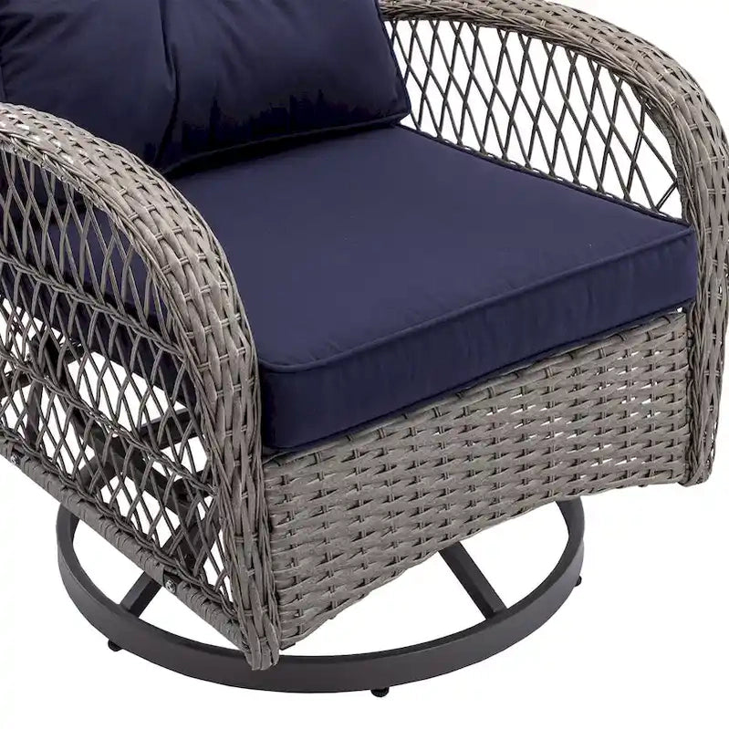 3 Pieces Outdoor Swivel Rocker Patio Chairs, 360 Degree Rocking Patio Conversation Set
