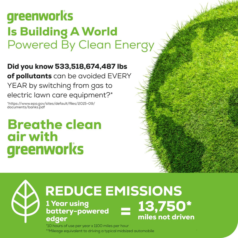 Greenworks 60V 8 In. Brushless Cordless Edger, 2.0 Ah Battery And Charger Included
