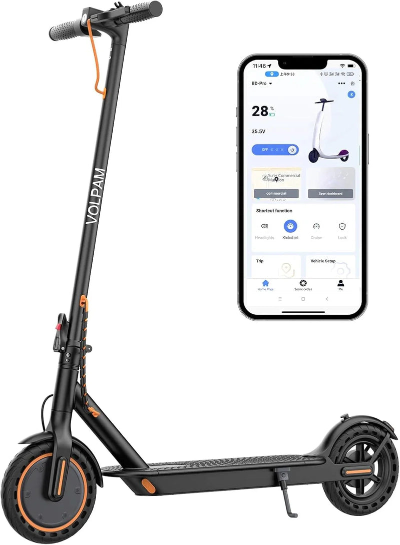 Electric Scooter, 350W/500W Powerful Motor, 8.5 In./10 In. Solid Rubber Tires, 19/22 Mph, 28/21/12 Mile Range, Dual Brakes