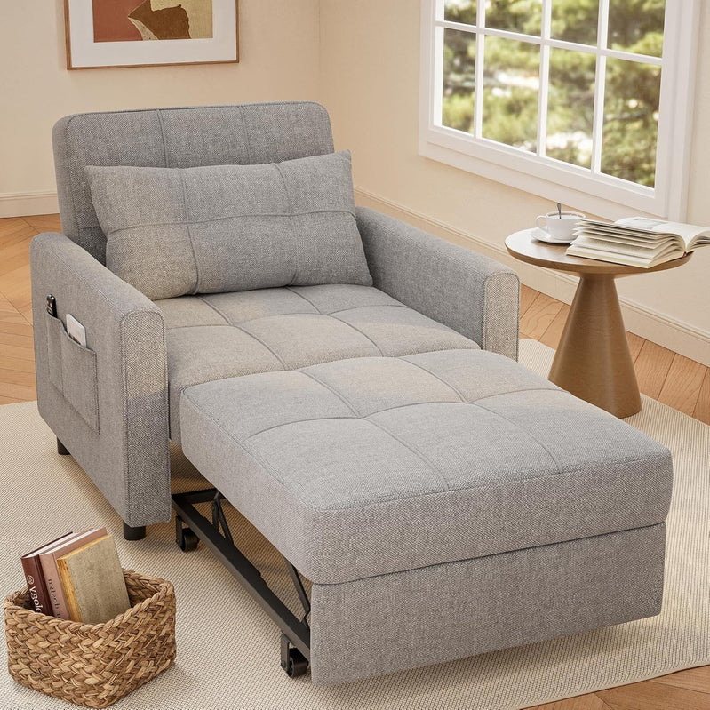 Sofa Bed Chair 3-in-1 Convertible Pullout Single Sleeper Chair Bed Spacious Multifunctional Sofa