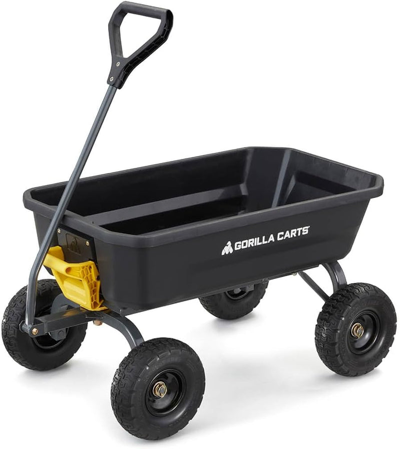 7GCG-NF Heavy-Duty Poly Dump Garden Cart With No-Flat Tires, 7 Cu. Ft., 1200-Pound Capacity, Black