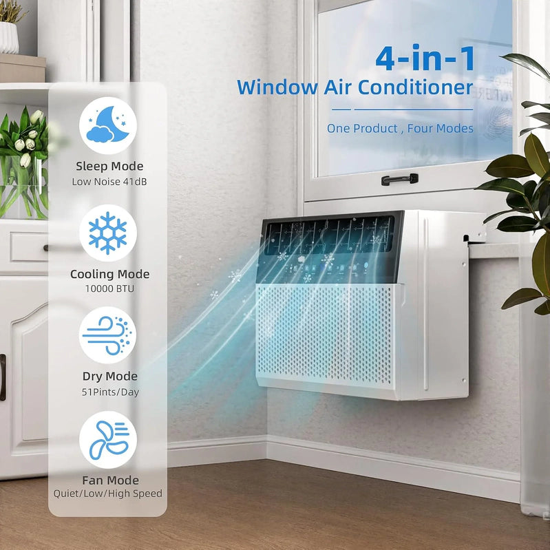 Antarctic Star 12,000 BTU U-Shaped Window Air Conditioner Unit Cools Up To 550 Sq. Ft. With 6 Modes 24H Timer, Ultra Quiet Window AC Units