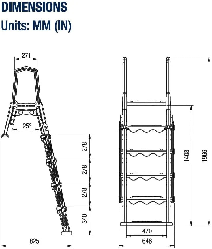 Select Anti-Slip in-Pool Steps, Gray, For Above Ground Swimming Pools, Can Mount To Decks 48 In. To 54 In. H, Safety Stairs Capacity Up To 300 Lbs