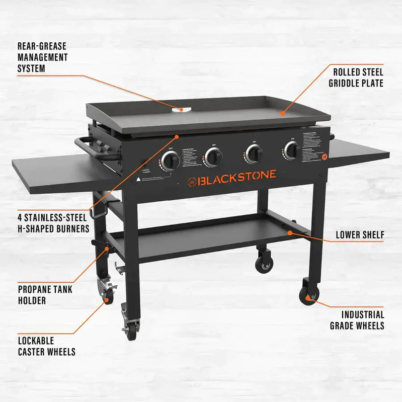 Blackstone 4-Burner 36 In. Griddle Cooking Station With Side Shelves