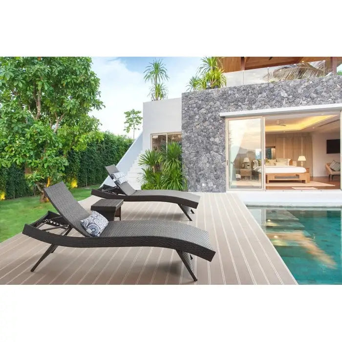All Weather Wicker Chaise Lounge, Set Of 2