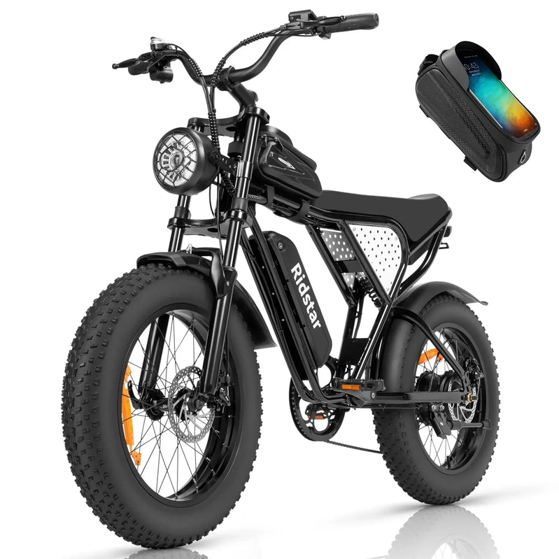 Ridstar Electric Bicycle For Adults, 1200 W, 48 Km/H Mountain Bike, 48 V 15.6 Ah Battery, 20 In. Fat Bike Tires, 7-speed Full Suspension