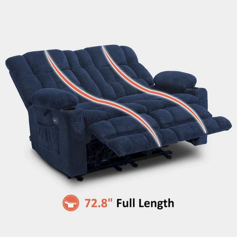 MCombo Power Loveseat Recliner, Electric Reclining Loveseat Sofa With Heat And Vibration, Cupholders, USB Charge Ports RS6314