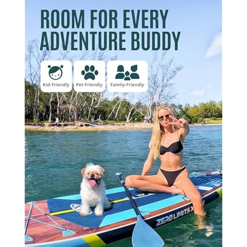 Zlx 11'6 In. Extra Wide Inflatable Stand Up Paddle Board Sup, Stable Non-Slip Deck Pad