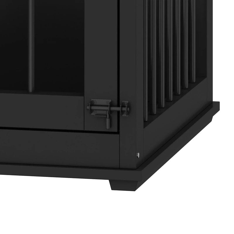 Large Corner Dog Crate Furniture For 2 Dogs, L Shape Dog Crate Cage, 58.7X41.1