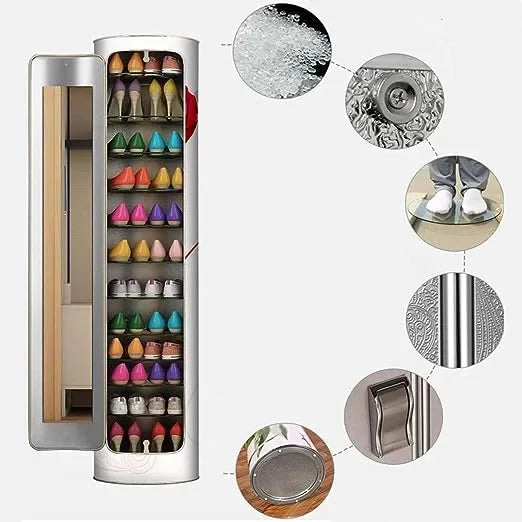 Large-Capacity Multi-Layer Rotating Disinfection Shoe Cabinet With Mirror Plus Deodorizer