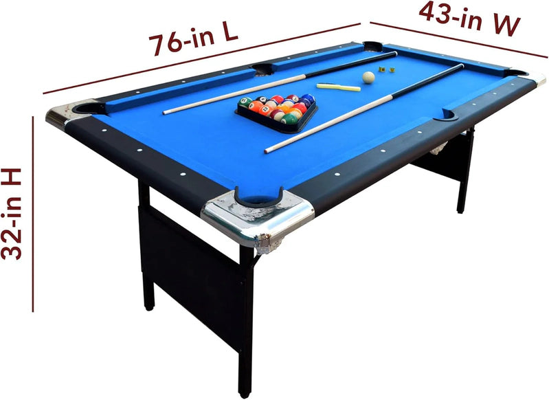 Hathaway Fairmont 6 Ft. Portable Pool Table, Adults Folding Billiards Tables For Game Room With Easy Foldable Storage