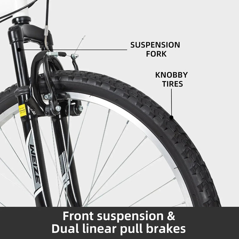Weize Mountain Bike 26 27.5 In. Outdoor Hybrid Bikes 18-Speed High-Carbon Steel Full Suspension