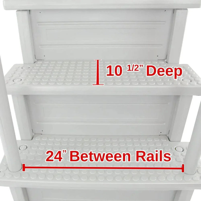 Non-Slip Entry Steps For Pools, Grey, For Above-Ground Pools, Can Be Installed On Terraces With A Height Of 122 To 137 Cm, Load Capacity Up To 136 Kg