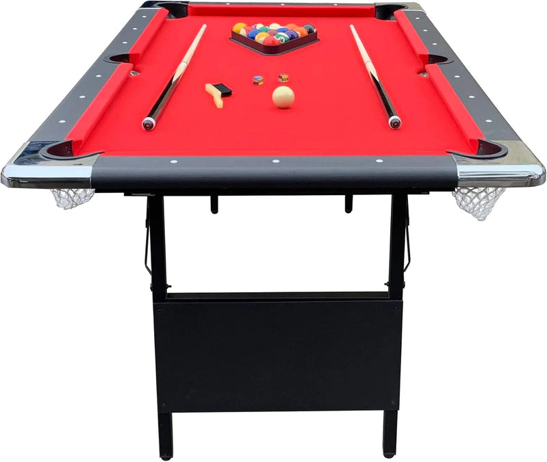 Hathaway Fairmont 6 Ft. Portable Pool Table, Adults Folding Billiards Tables For Game Room With Easy Foldable Storage