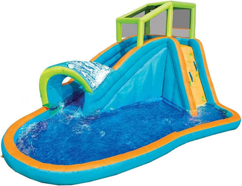 Banzai Inflatable Water Slide, Huge Kids Pool, 14 Ft. Long By 8 Ft. High With Built In Sprinkler Wave And Water Wall, Heavy Duty Summer Outdoor Fun