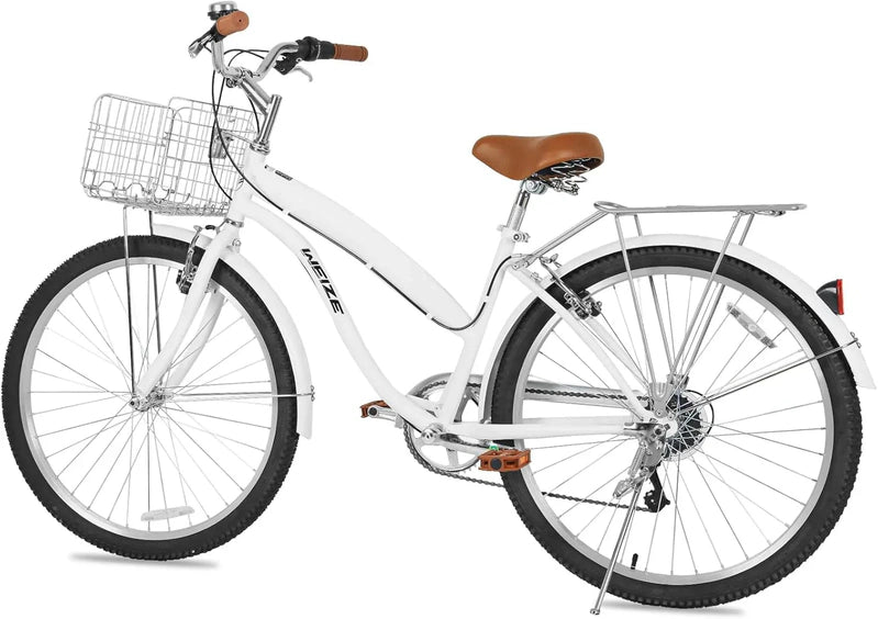 Weize Beach Cruiser Bike 26 In. Commuter Bicycle For Adult Men And Women 7-Speed/High-Carbon