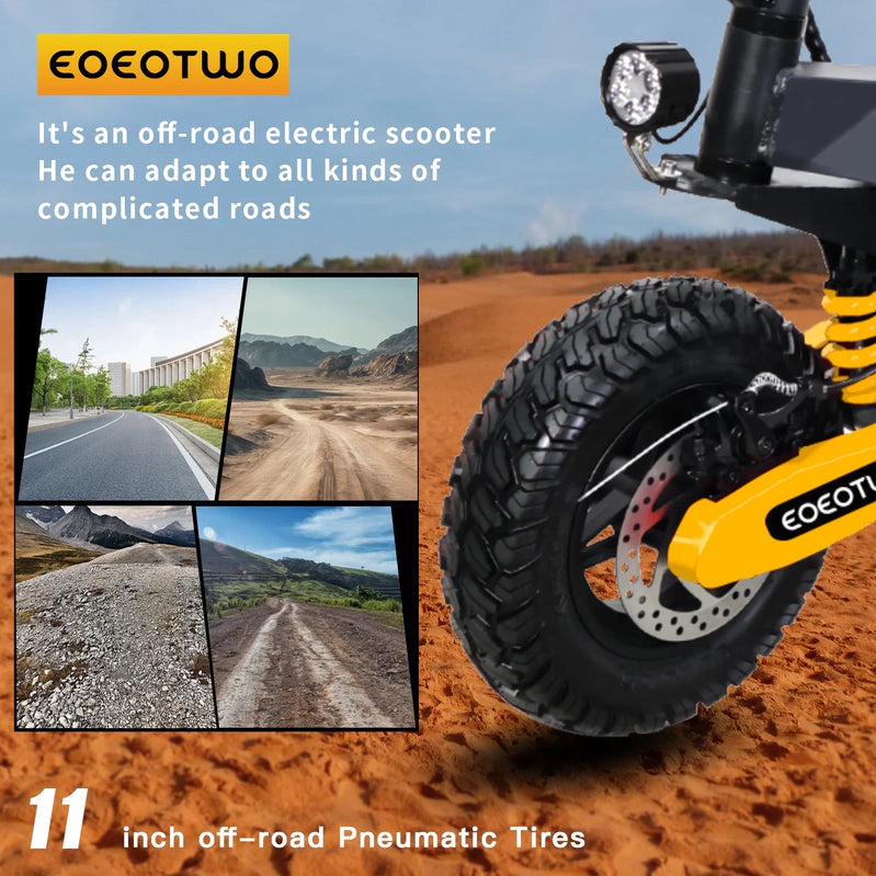 Off Road Electric Scooter For Adults, 1200W Motor Fast E Scooter, Up To 28MPH Top Speed And 20Miles Long Range, 11 In. Off-Road Tires