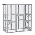PawHut Wooden Catio Enclosure With Weather Protection, 6 Platforms, Outdoor, Large, 71 In. x 38.5 In. x 71 In