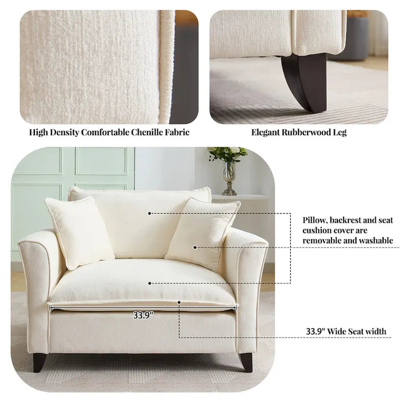 Oversized Chenille Fabric Armchair