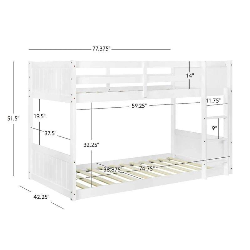 Delphia Low Profile Twin Over Twin Bunk Bed
