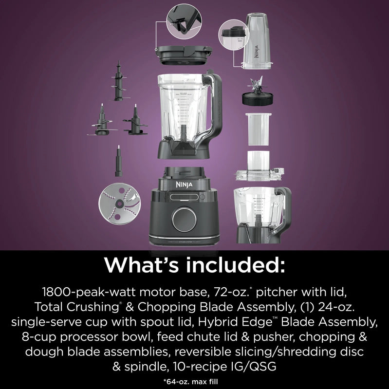 Ninja Detect Kitchen System Power Blender Plus Processor With Blend Sense Technology, Silver, TB400