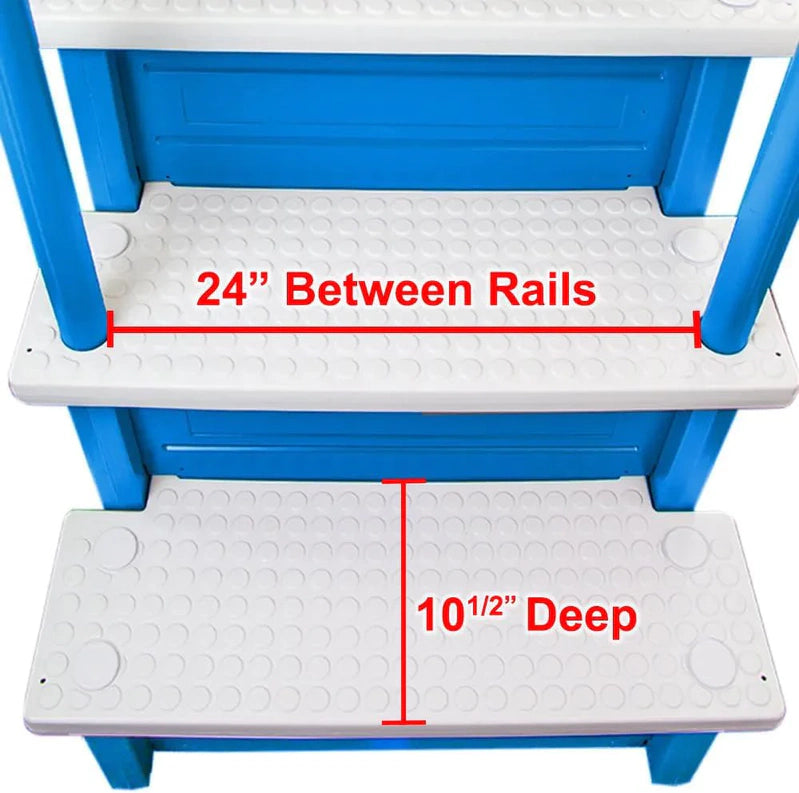 Select Anti-Slip in-Pool Steps, Gray, For Above Ground Swimming Pools, Can Mount To Decks 48 In. To 54 In. H, Safety Stairs Capacity Up To 300 Lbs