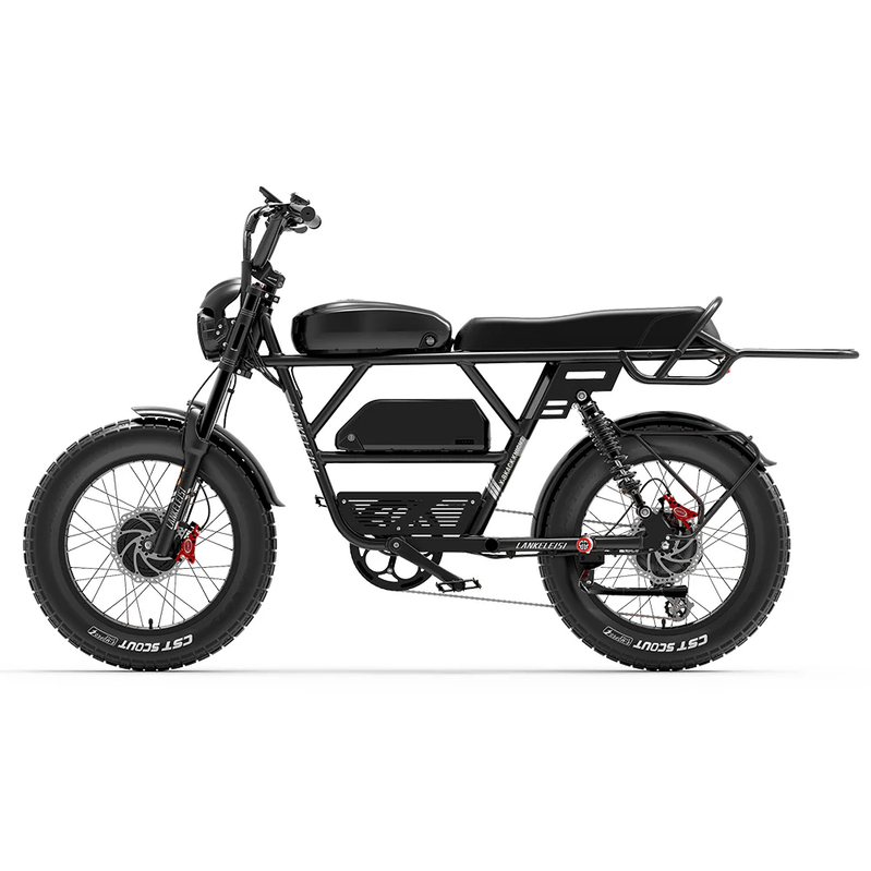 Lankeleisi x-Black Knight 1000W 2 Dual Motor 20 In. Fat Bike Fully E-Mountainbike 45Ah