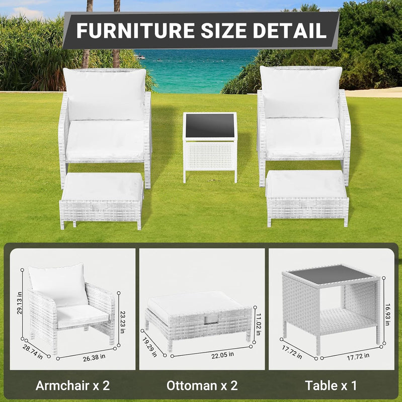 Leveleve Balcony Furniture 5 Piece Patio Conversation Set