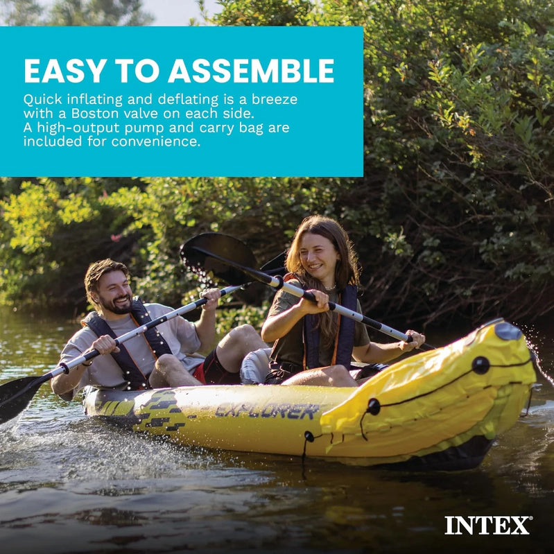 Intex 68307EP Explorer K2 Inflatable Kayak Set, Includes Deluxe 86 In. Aluminum Oars And High