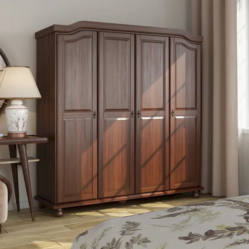 Palace Imports 100% Solid Wood Kyle 4-Door Wardrobe Armoire With Solid Wood Or Mirrored Doors