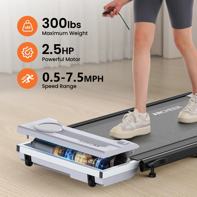 Ancheer Portable Folding Walking Pad 300lb, 7.5 MPH Under Desk Treadmill With Remote Control And LED Display