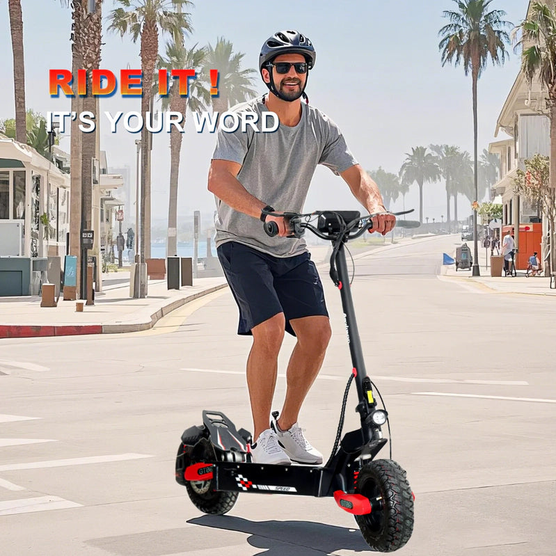 Off Road Electric Scooter For Adults, 1200W Motor Fast E Scooter, Up To 28MPH Top Speed And 20Miles Long Range, 11 In. Off-Road Tires