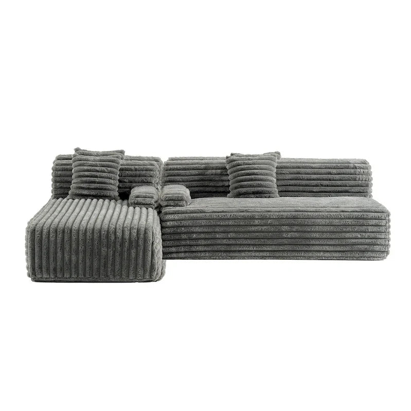 Cloud Sectional Sofa, Modern Upholstered Couch With 2 Throw Pillows, Free-Combined Sofa, Modular Sectional L Shaped Couch