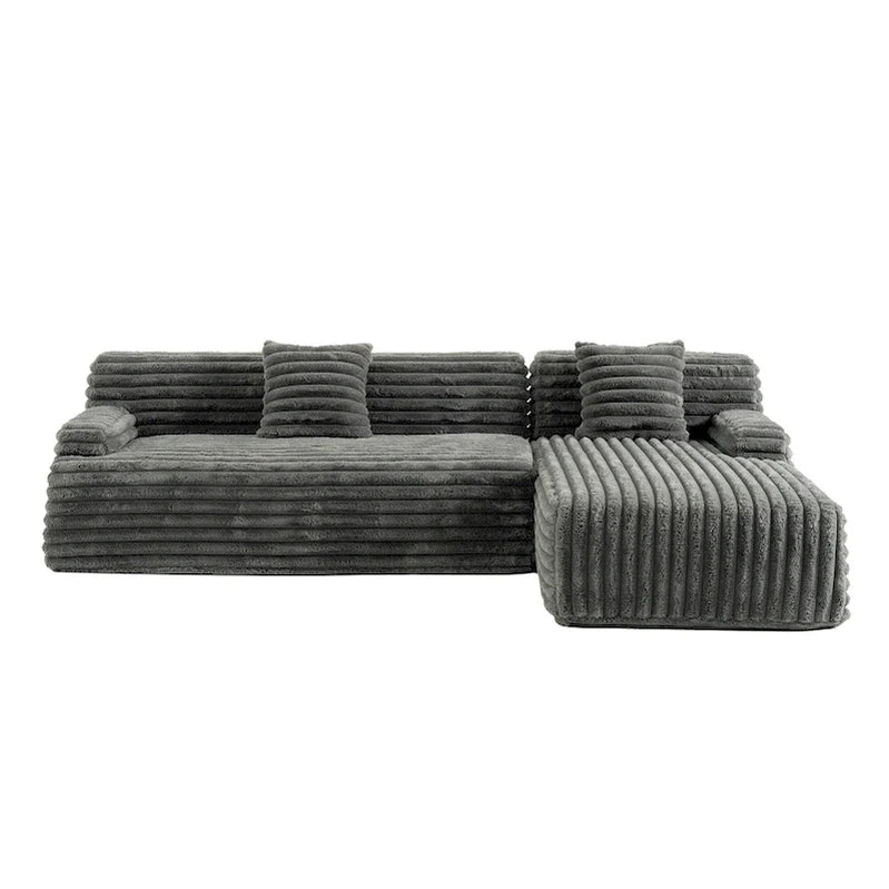 Cloud Sectional Sofa, Modern Upholstered Couch With 2 Throw Pillows, Free-Combined Sofa, Modular Sectional L Shaped Couch
