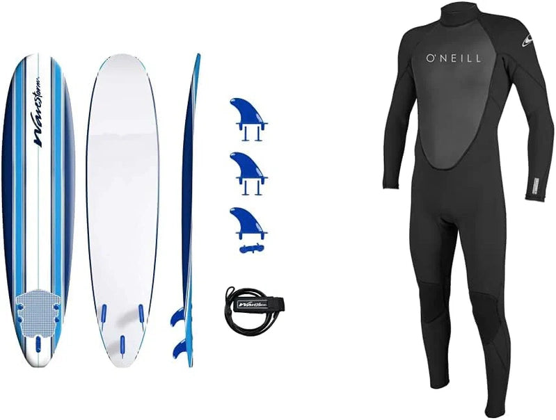 Wavestorm 8 Ft. Classic Surfboard//Foam Wax Free Soft Top Longboard For Adults And Kids Of All Levels Of Surfing