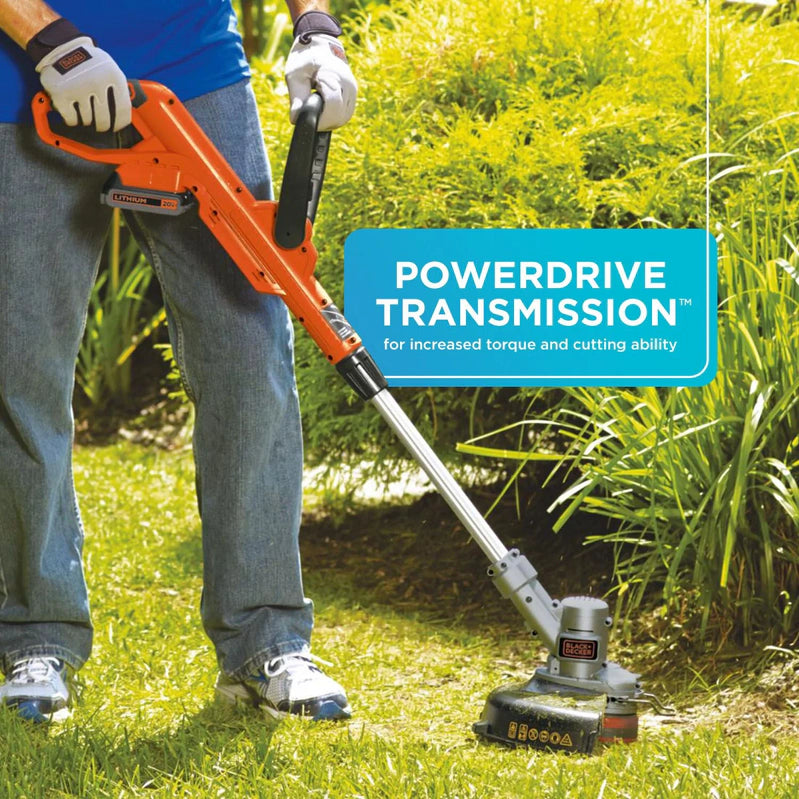 Black Plus Decker 20V Cordless String Trimmer And Edger, 2Ah, Lithium Ion Battery Included