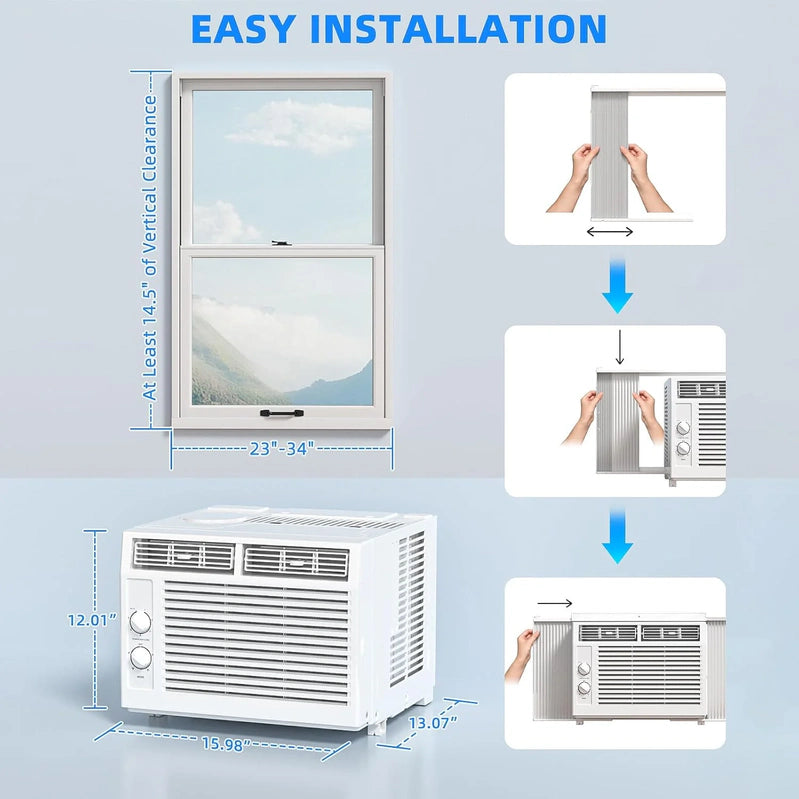 Antarctic Star 12,000 BTU U-Shaped Window Air Conditioner Unit Cools Up To 550 Sq. Ft. With 6 Modes 24H Timer, Ultra Quiet Window AC Units