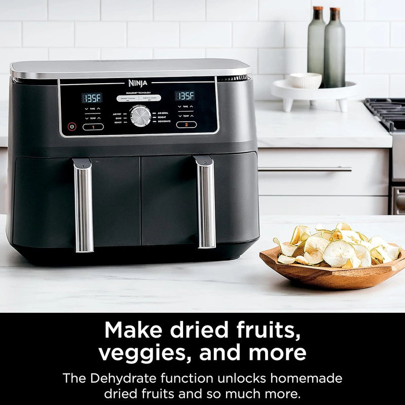 Ninja Foodi 10QT 6-in-1 DualZone Smart XL Air Fryer, 2 Independent 5QT Baskets, Smart Cook Thermometer, Match Cook, Smart Finish, Air Fry, DZ550
