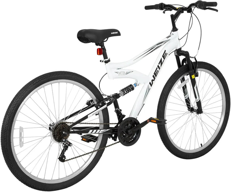 Weize Mountain Bike 26 27.5 In. Outdoor Hybrid Bikes 18-Speed High-Carbon Steel Full Suspension