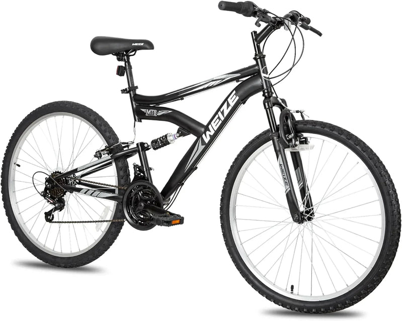 Weize Mountain Bike 26 27.5 In. Outdoor Hybrid Bikes 18-Speed High-Carbon Steel Full Suspension