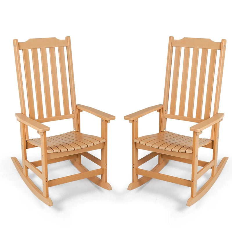 Vrakae 2 Pcs Patio All Weather Resistant High Back Rocking Chair
