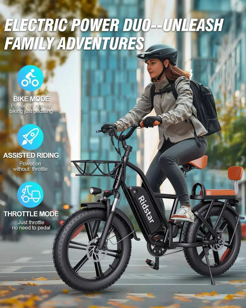 Bopzin 1000W Electric Bicycle For Adults, 48V 15Ah Removable Battery, 20 In. x 4.0 In.- 1000W