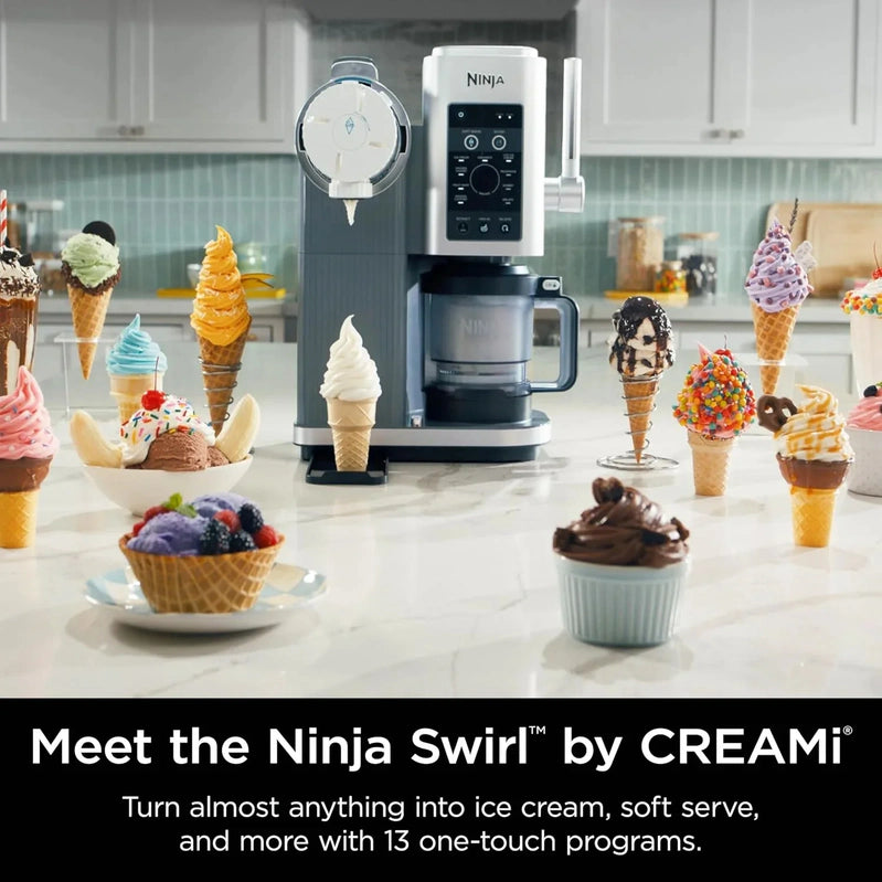 Ninja Swirl By CREAMi Ice Cream And Soft Serve Maker, Sorbet, Milkshake, Frozen Yogurt, Low Calories Program And More, 13-in-1, NC701